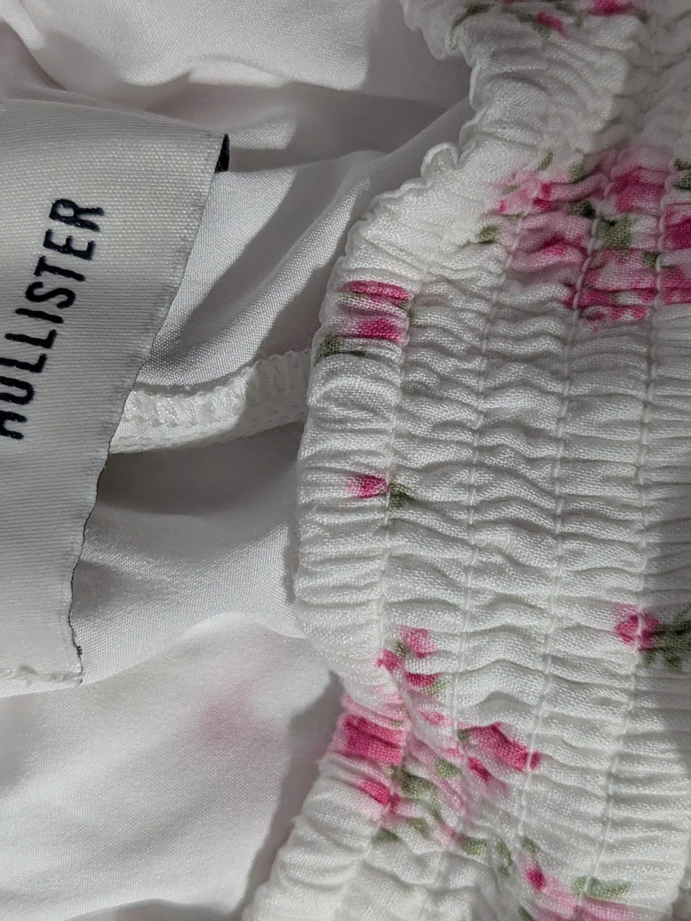 Hollister White Mini Skirt with Pink Floral Ruffles